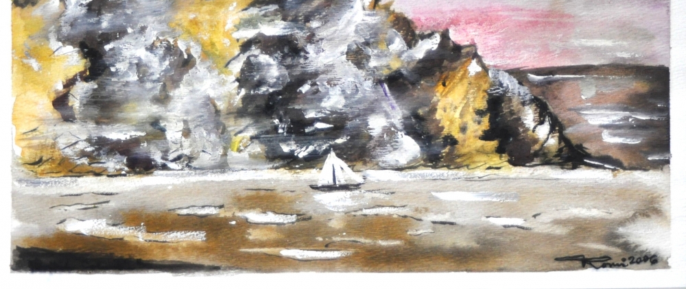 Rain on Canadian Landscape, watercolors on cold press paper , 9x12 inches SKU 4001