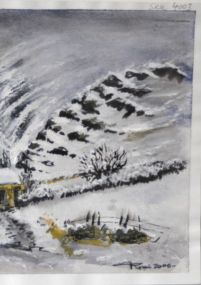 Canadian winter Landscape, water colors on cold press paper, 9x12, inch, 23x30.5 cm, SKU 4003 