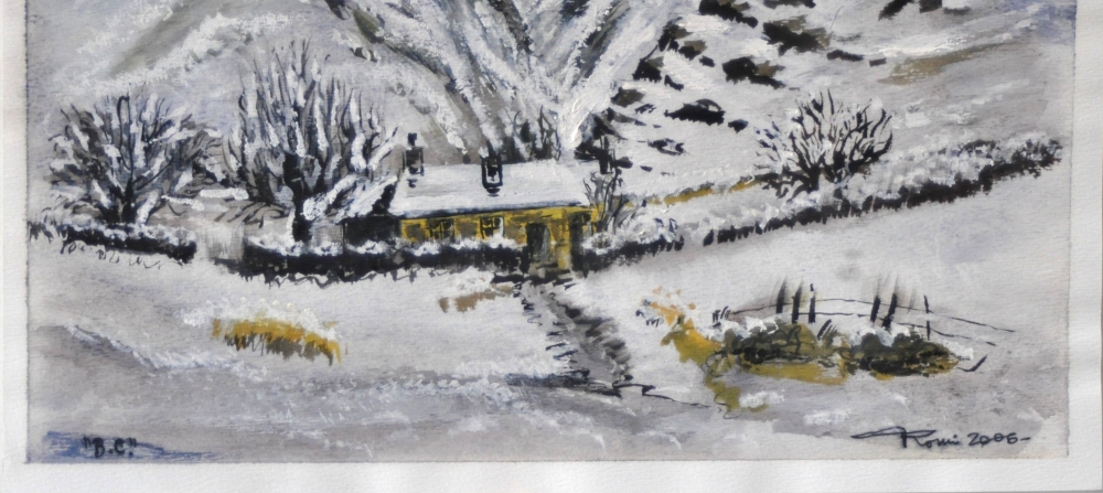 Canadian winter Landscape, water colors on cold press paper, 9x12, inch, 23x30.5 cm, SKU 4003 