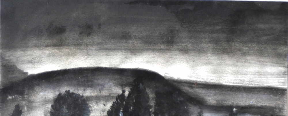 Canadian night landscape,  9x12 inch, 23x30.5 cm, water colors on cold paper, SKU 4005