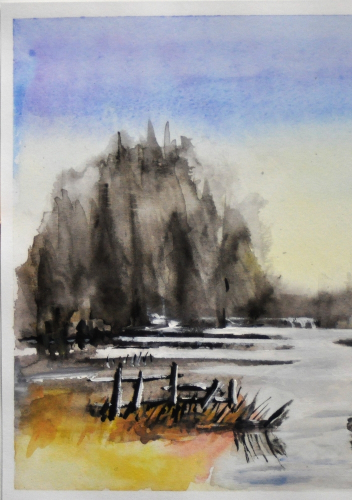 Canadian seescape1, watercolors, 11x14, inches SKU 4019,