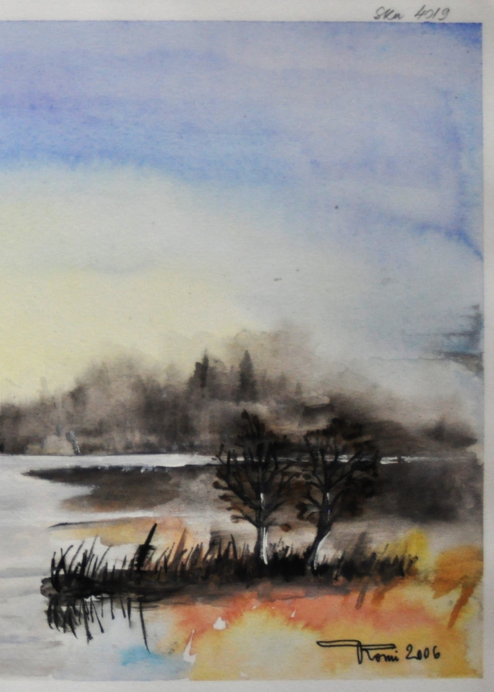 Canadian seescape1, watercolors, 11x14, inches SKU 4019,