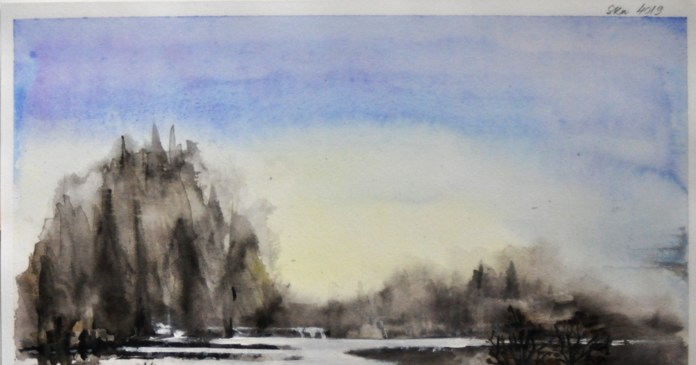 Canadian seescape1, watercolors, 11x14, inches SKU 4019,