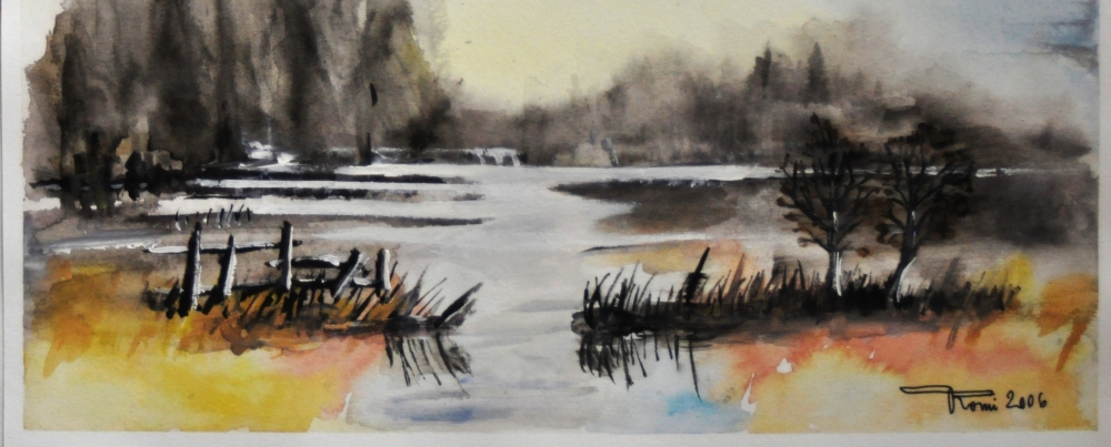 Canadian seescape1, watercolors, 11x14, inches SKU 4019,