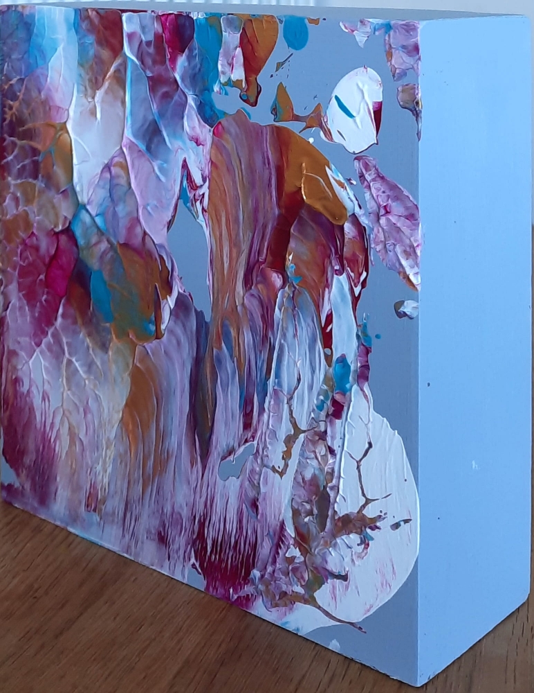 Magenta Gold - Original Turquoise, Magenta and Gold Abstract Painting, Textured Mixed Media Wall Art, Modern Wood Panel, Contemporary Art