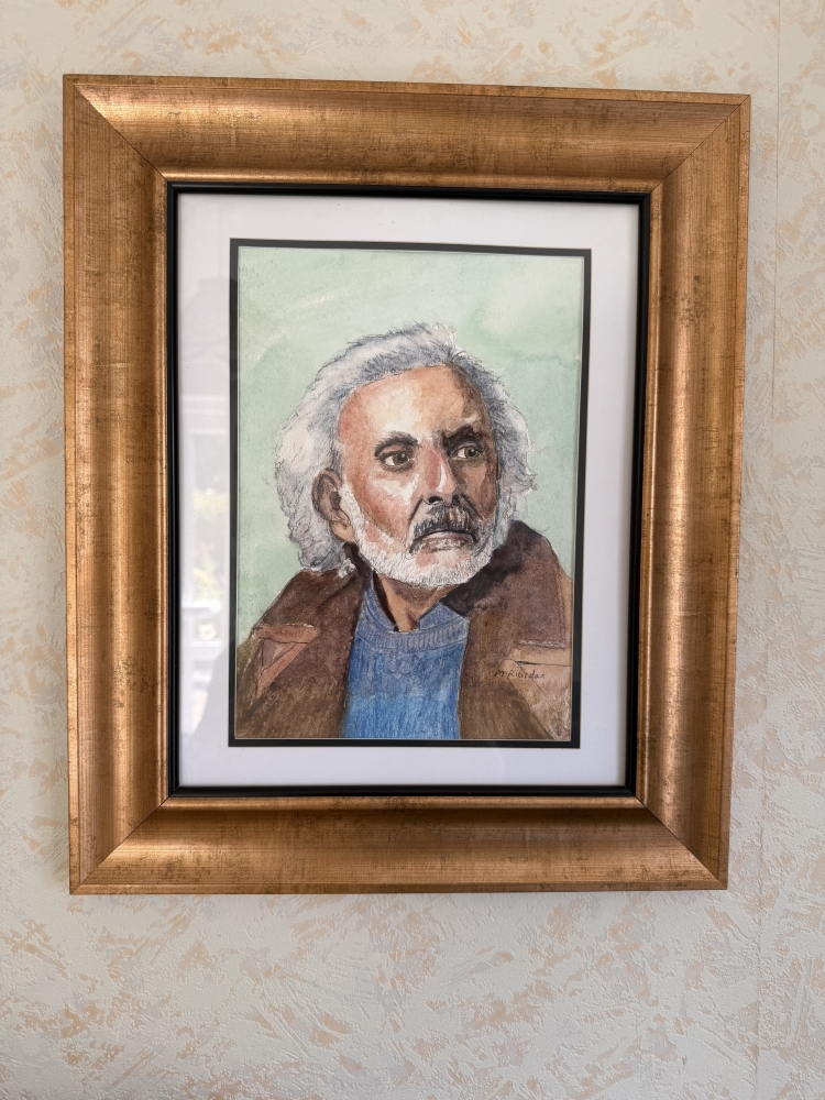 Tom, watercolour portrait of an old man