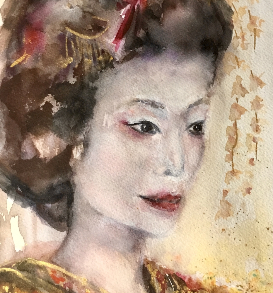 Whispers of Kyoto – Original Watercolor Geisha Portrait