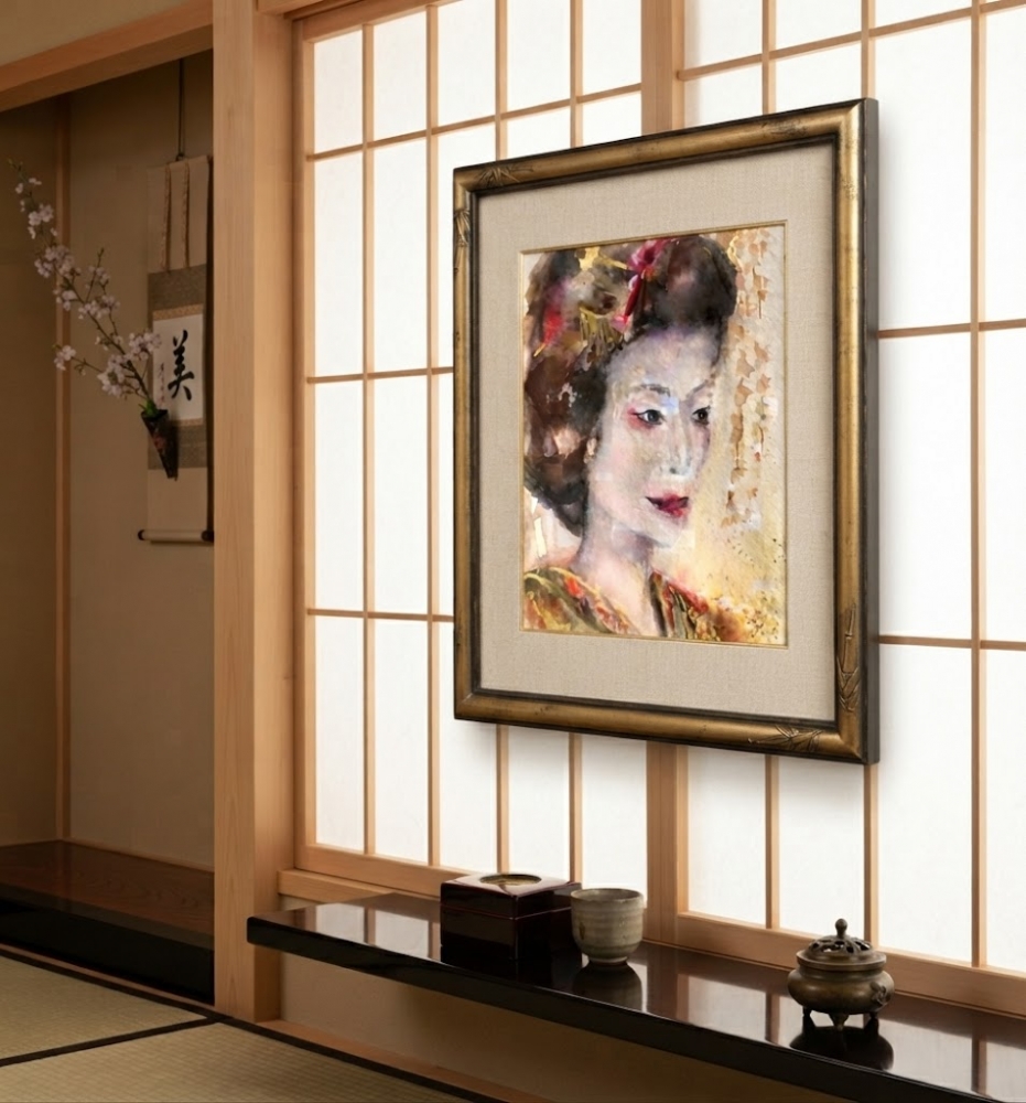 Whispers of Kyoto – Original Watercolor Geisha Portrait