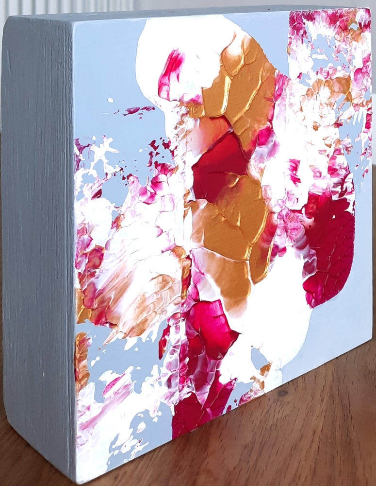 Original Magenta & Gold Luxury Artwork on Wood Panel