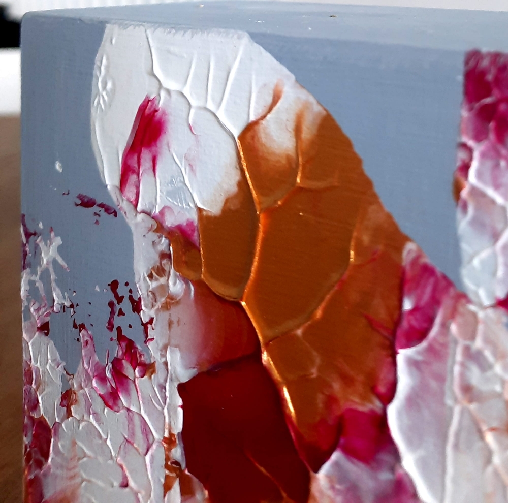 Original Magenta & Gold Luxury Artwork on Wood Panel