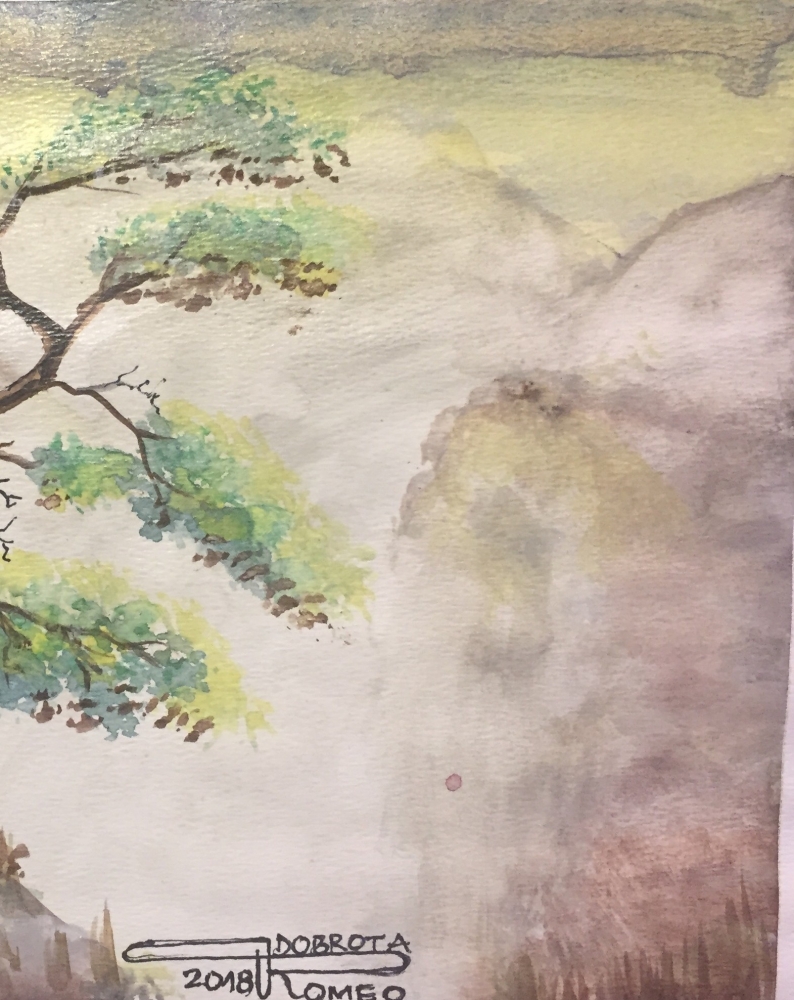 Loneliness 1, 8.75x12, inch, 22.25x30.5 cm water colors on cold press paper, SKU 4008