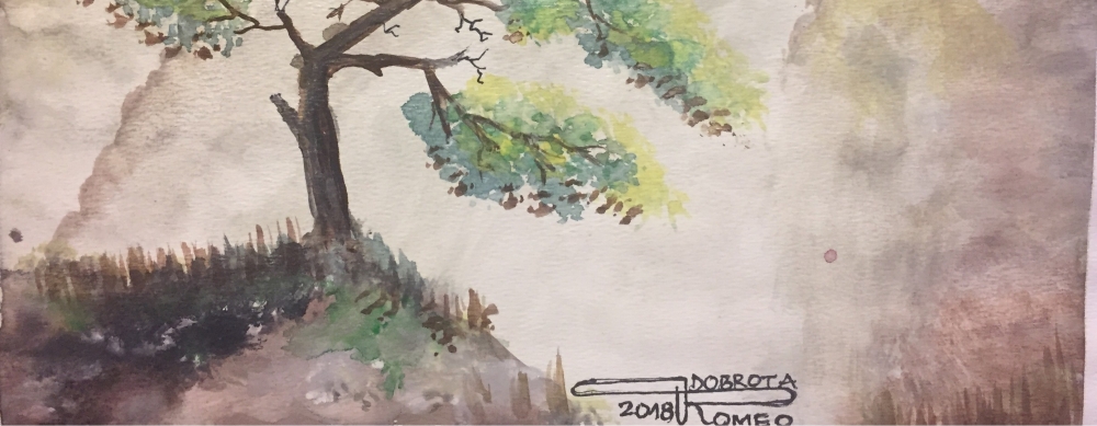 Loneliness 1, 8.75x12, inch, 22.25x30.5 cm water colors on cold press paper, SKU 4008