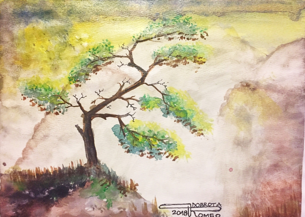 Loneliness 1, 8.75x12, inch, 22.25x30.5 cm water colors on cold press paper, SKU 4008