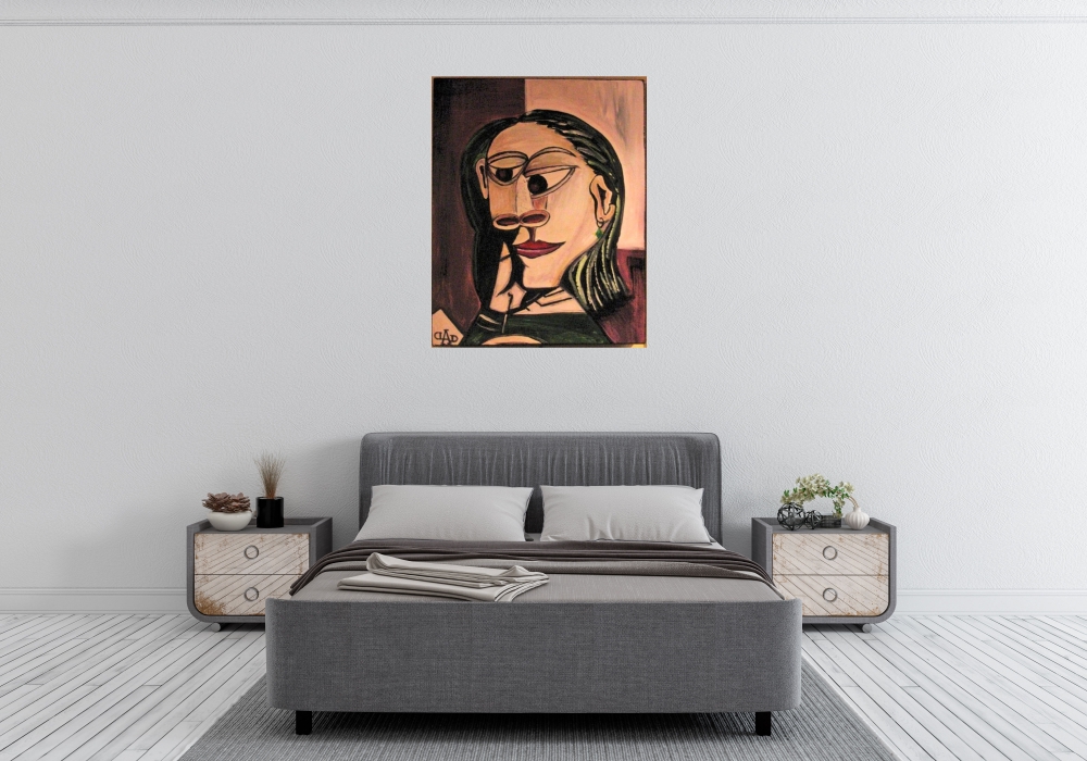 Woman wants to... sleep. Inspired by Picasso., Acrylic on canvas, 16x20 inch, 40.5x61 cm