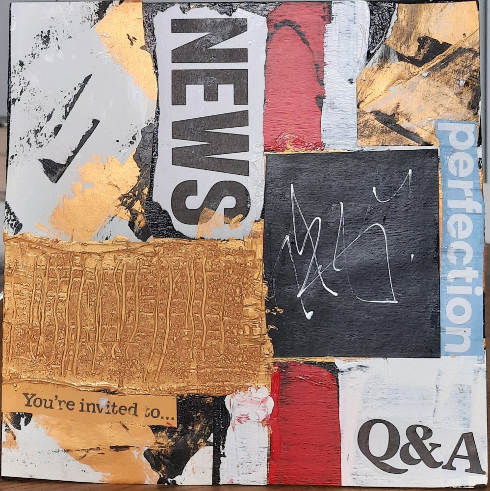 \"Q&A\" – Original Abstract Grunge Mixed Media Painting on Wood Panel