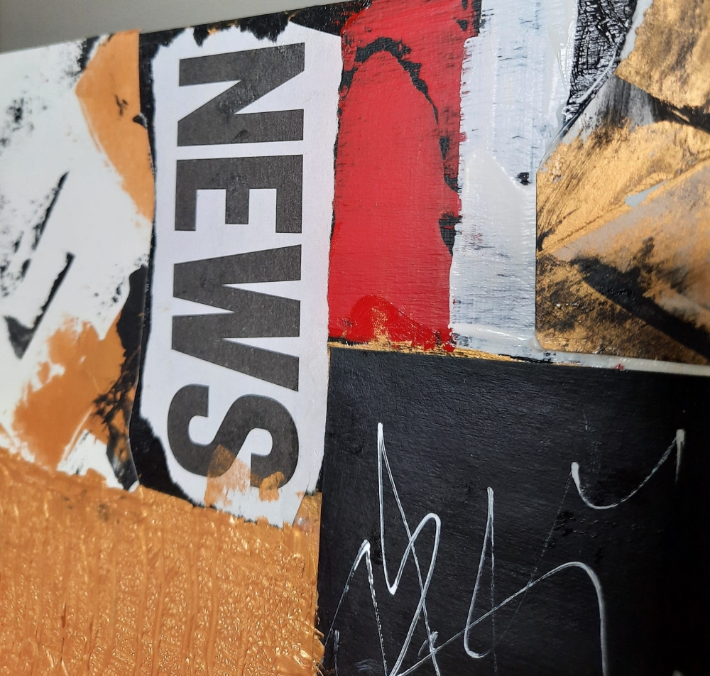 \"Q&A\" – Original Abstract Grunge Mixed Media Painting on Wood Panel