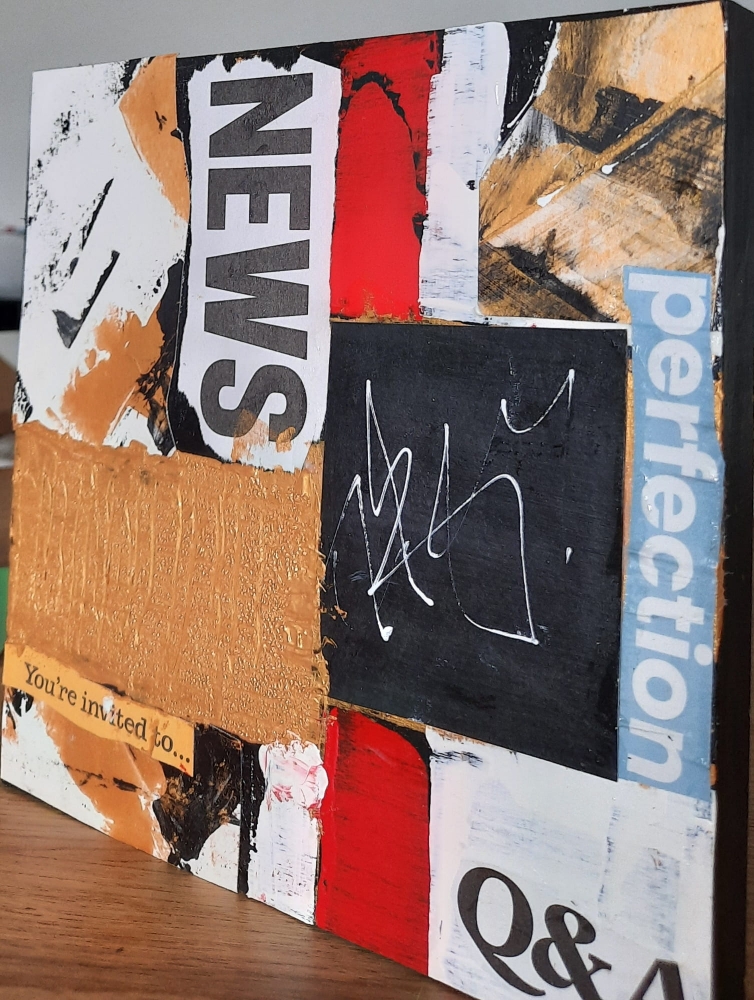 \"Q&A\" – Original Abstract Grunge Mixed Media Painting on Wood Panel