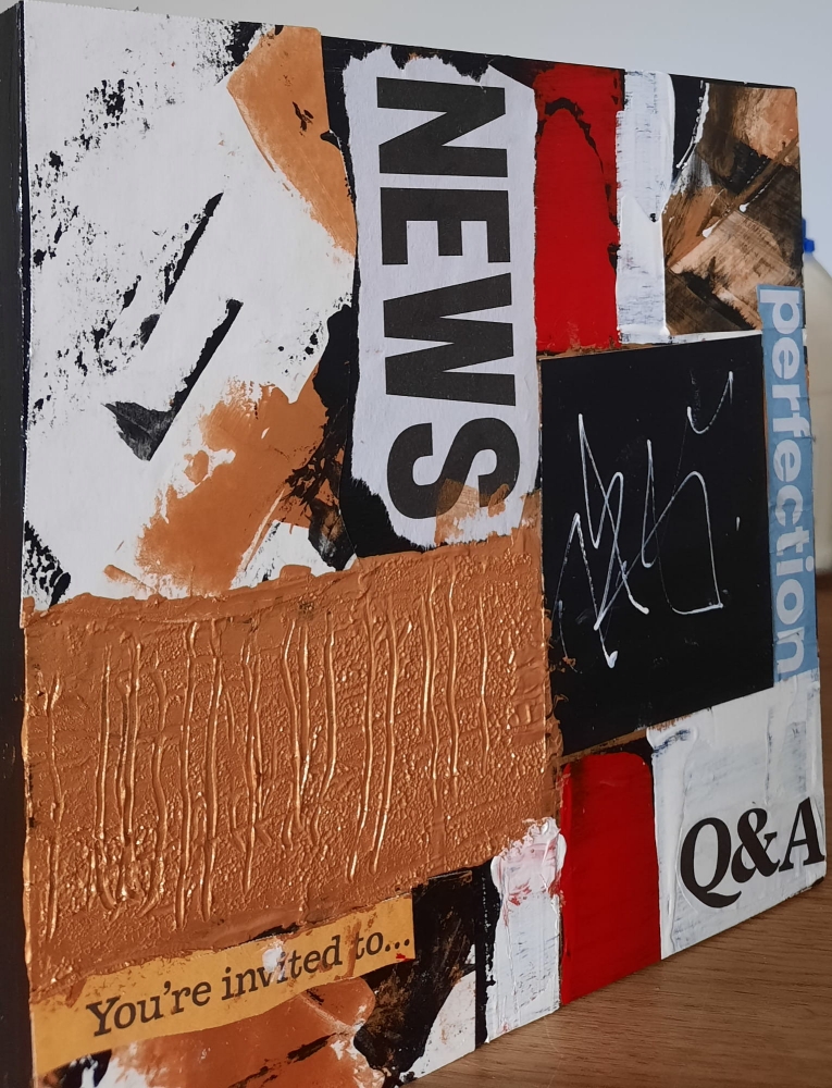 \"Q&A\" – Original Abstract Grunge Mixed Media Painting on Wood Panel