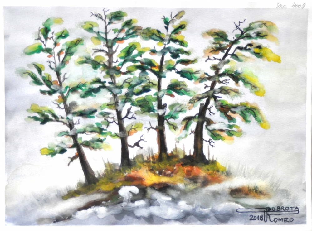 Quartet 1, 12x8.75 inch, 30.5x22.25 cm, Water colors on cold press paper, SKU 4009