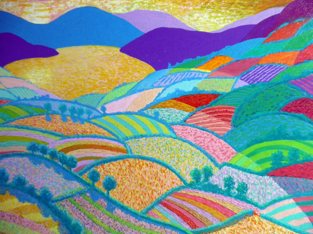 SUNSET OVER RAINBOW FIELDS