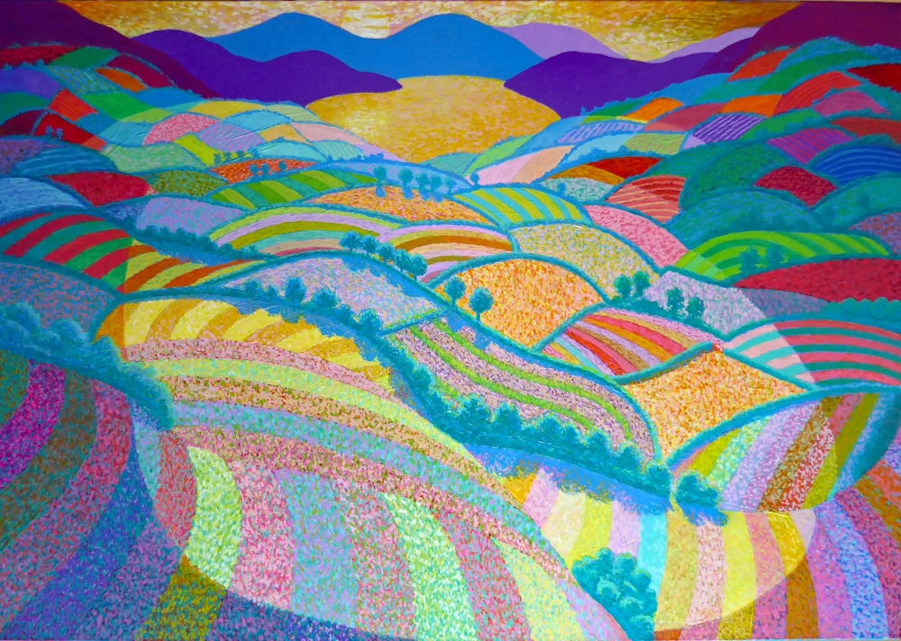 SUNSET OVER RAINBOW FIELDS