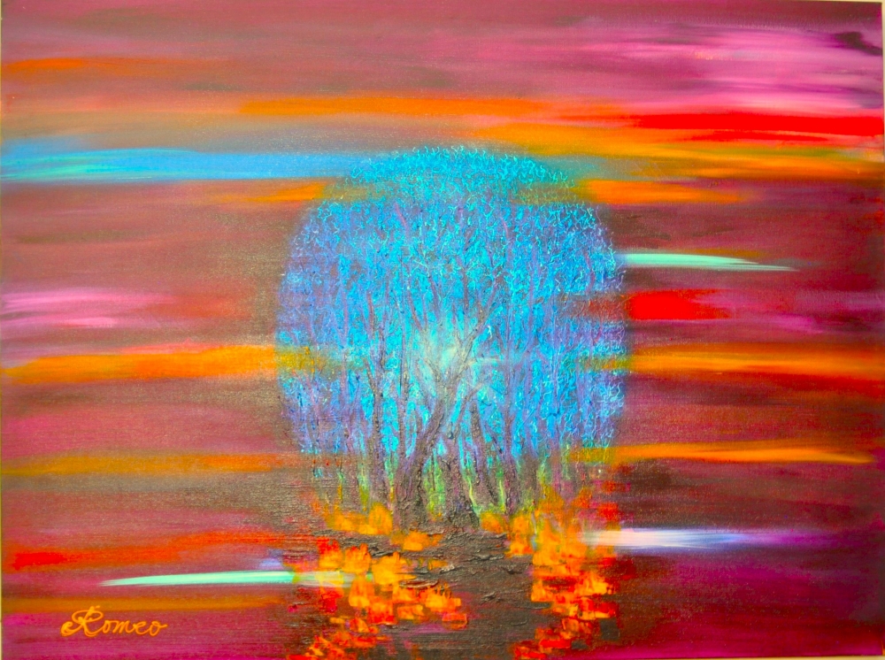 Night 2, Landscape, 30X40 inch, 76x101.75 cm, acrylic on canvas, SKU 1026  