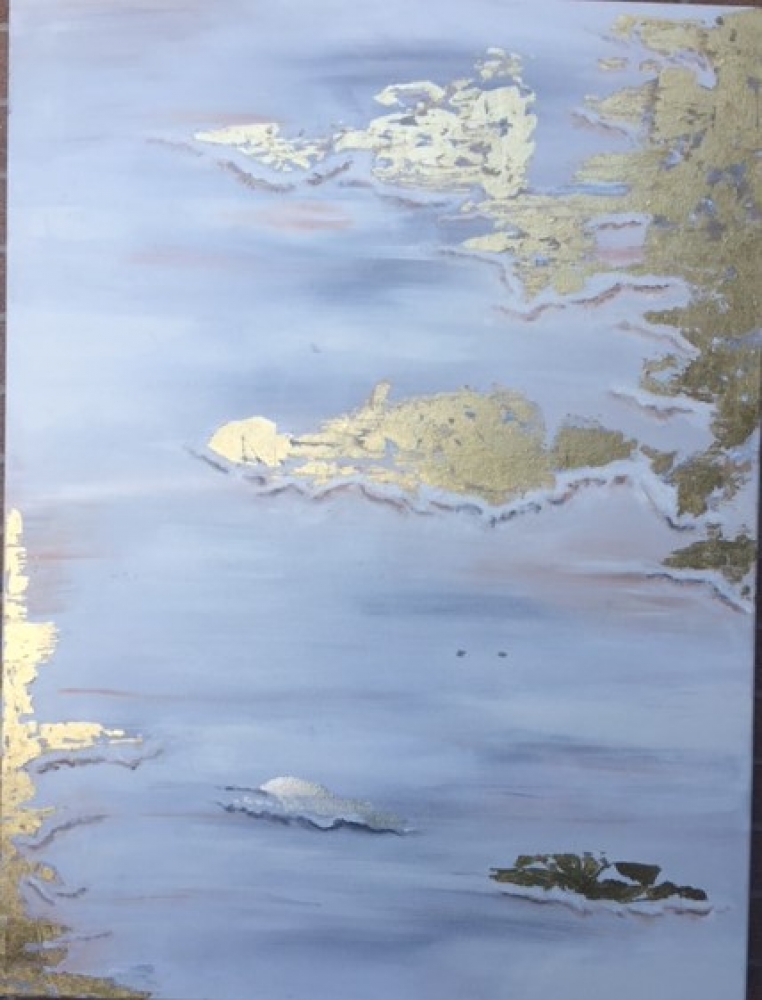 Silver and Gold, acrylic, 30x40 inch, 76.25x101.5 cm, SKU 1051