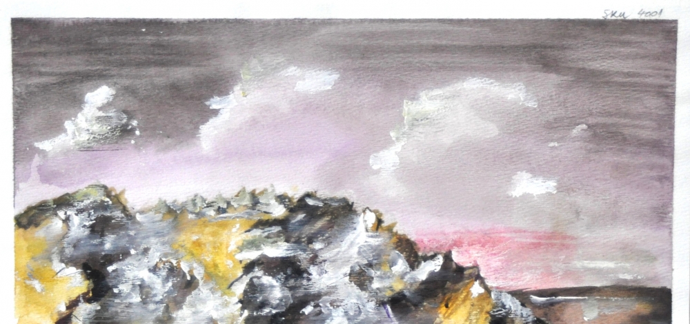 Rain on Canadian Landscape, watercolors on cold press paper , 9x12 inches SKU 4001