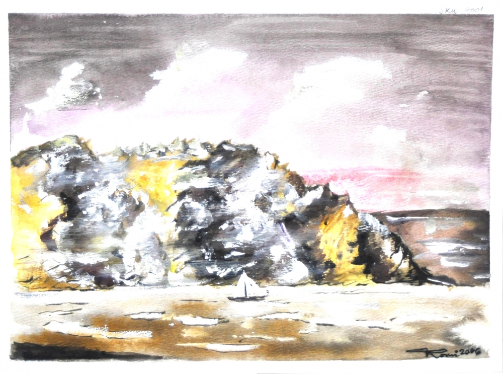 Rain on Canadian Landscape, watercolors on cold press paper , 9x12 inches SKU 4001