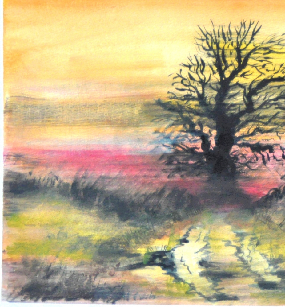 Canadian Landscape sun set, watercolors on cold press paper, 9x12, inch, 23x30.5 cm, SKU 4002