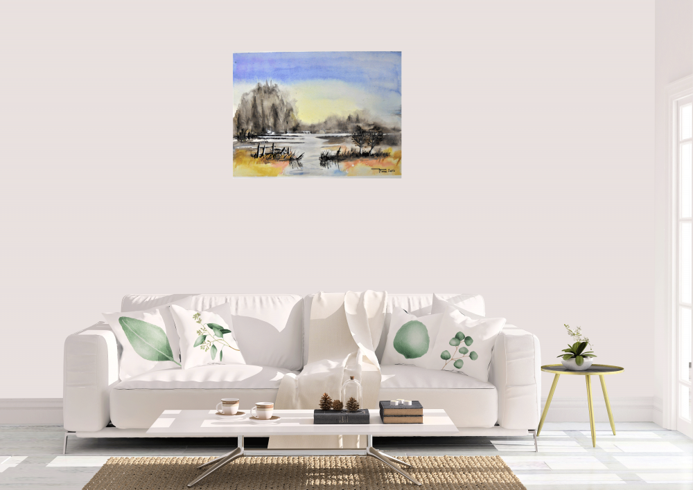Canadian seescape1, watercolors, 11x14, inches SKU 4019,
