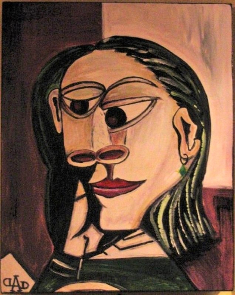 Woman wants to... sleep. Inspired by Picasso., Acrylic on canvas, 16x20 inch, 40.5x61 cm