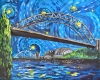 Tyne Bridge Newcastle starry night style 