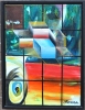 Parrott - abstract in cubic, acrylic, 45.5x61 cm, 18X24 inch, SKU 1072 