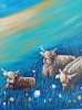 Sycamore Gap Tree Highland Cows Original acrylic Painting 