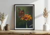 Monarch Butterfly Acrylic Painting | Orange Flower Wall Art | 10 x 11.5 Inch
