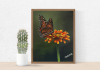 Monarch Butterfly Acrylic Painting | Orange Flower Wall Art | 10 x 11.5 Inch