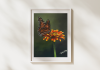 Monarch Butterfly Acrylic Painting | Orange Flower Wall Art | 10 x 11.5 Inch