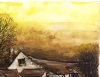 Canadian sun set landscape,  9x12 inch, 23x30.5 cm, water colors on cold press paper, SKU 4006