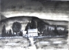 Canadian night landscape,  9x12 inch, 23x30.5 cm, water colors on cold paper, SKU 4005