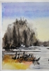 Canadian seescape1, watercolors, 11x14, inches SKU 4019,