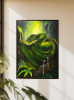 Emerald Guardian – Green Python  | Stretched Canvas | 50 × 70 cm | Acrylic Painting | Original