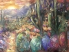 Sunset Over the Mexican Desert – Original Soft Pastel Painting | Vibrant Mexican Landscape | 50 × 70 cm