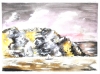 Rain on Canadian Landscape, watercolors on cold press paper , 9x12 inches SKU 4001