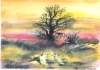 Canadian Landscape sun set, watercolors on cold press paper, 9x12, inch, 23x30.5 cm, SKU 4002