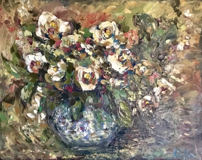 Textured Impressionist Floral Still Life Oil Painting on Canvas 