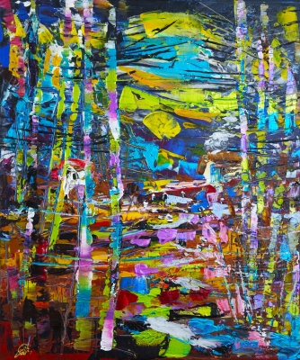 Sunset in the Woods Abstract Expression 024