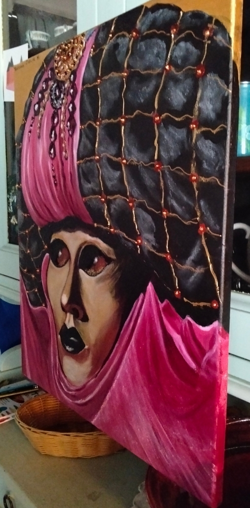 Venetian Carneval Mask black and cerise