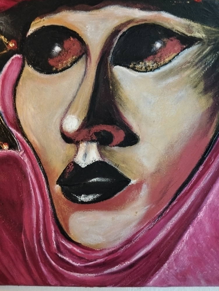 Venetian Carneval Mask black and cerise