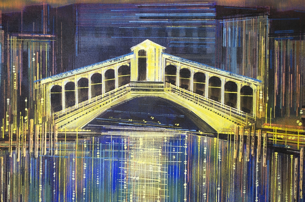 Venice, The Rialto Bridge At Night